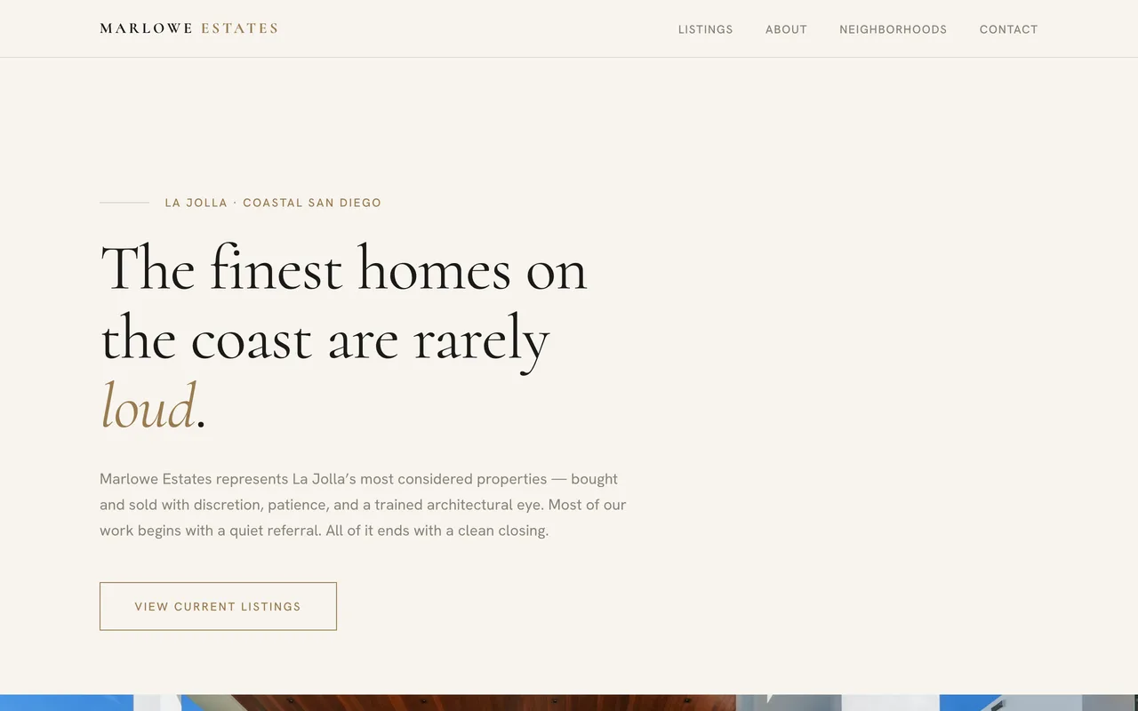 Marlowe Estates &mdash; a luxury real estate website generated with FyneSite